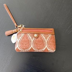 Spartina Camel and Cream Wristlet